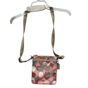 Coach Signature Canvas Crossbody Pink Gray and White Bag